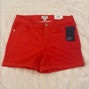 Crown & Ivy Girls Shorts Sz 14 Red Cuffed Stretchy NWT